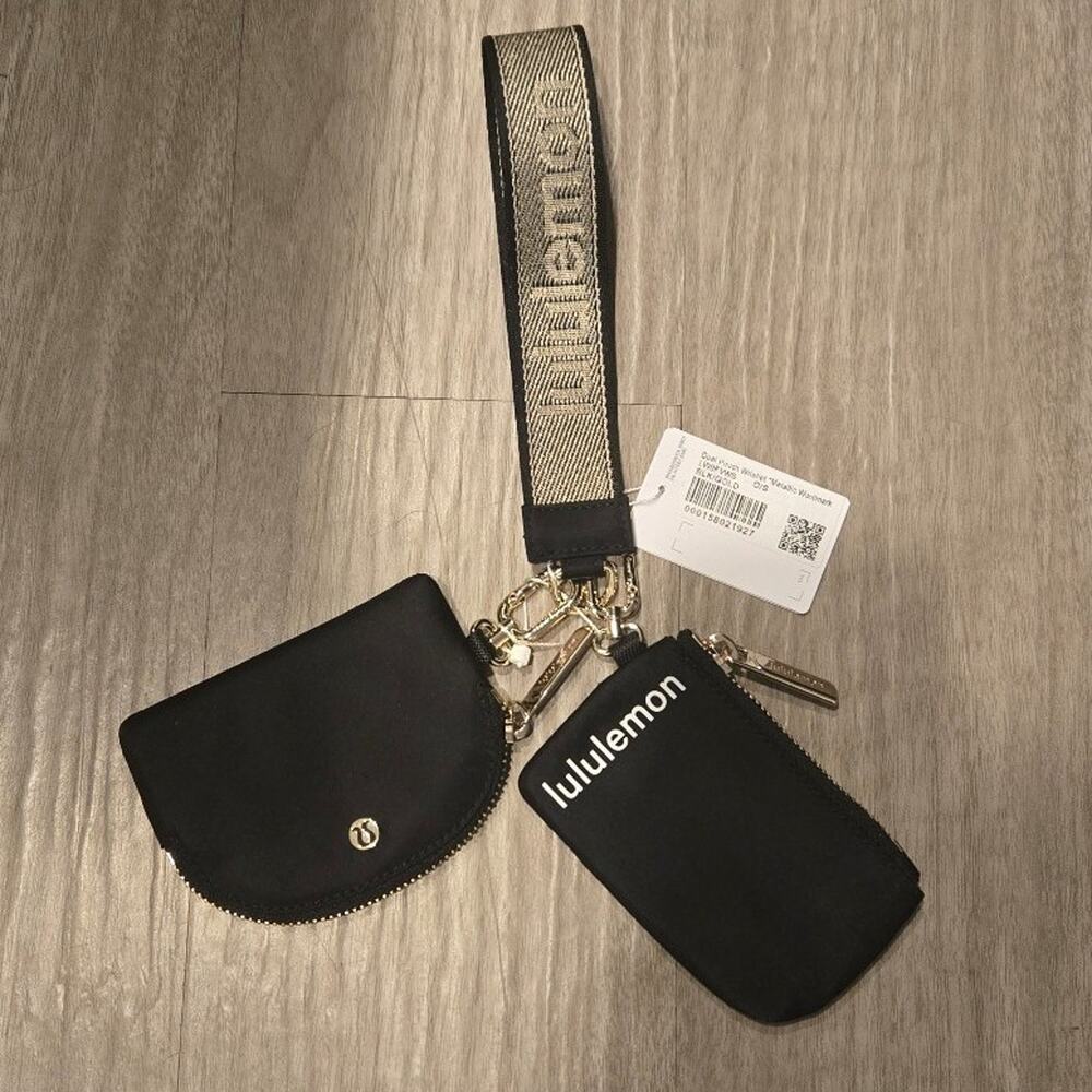 NWT Lululemon Dual Pouch Wristlet Metallic Wordmark